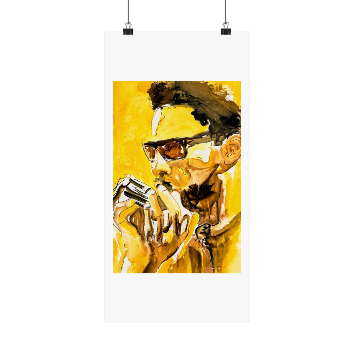 Stevie Wonder Art Print: Watercolor Portrait - alternate angle 4, merchandise