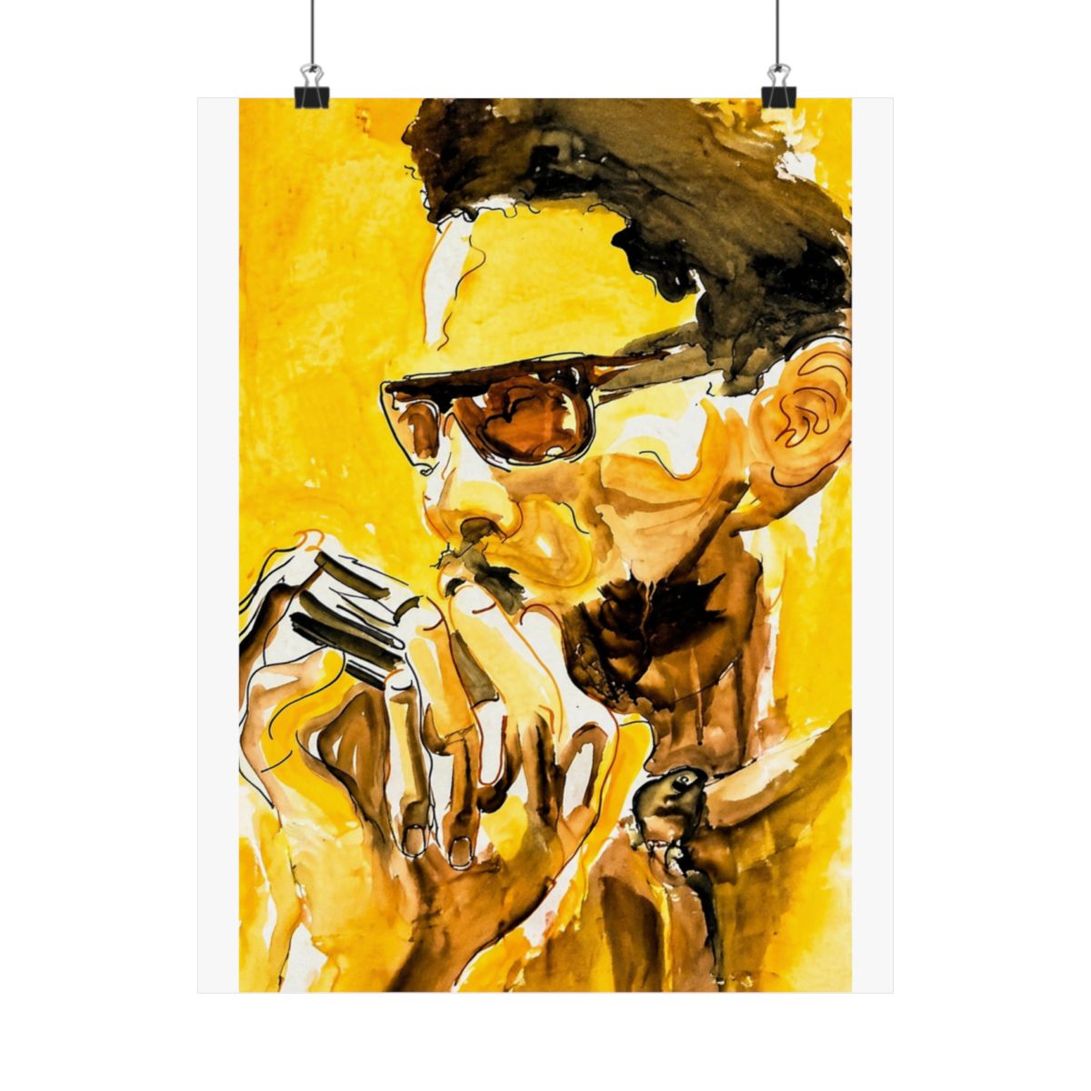 Stevie Wonder Art Print: Watercolor Portrait - alternate angle 1, merchandise