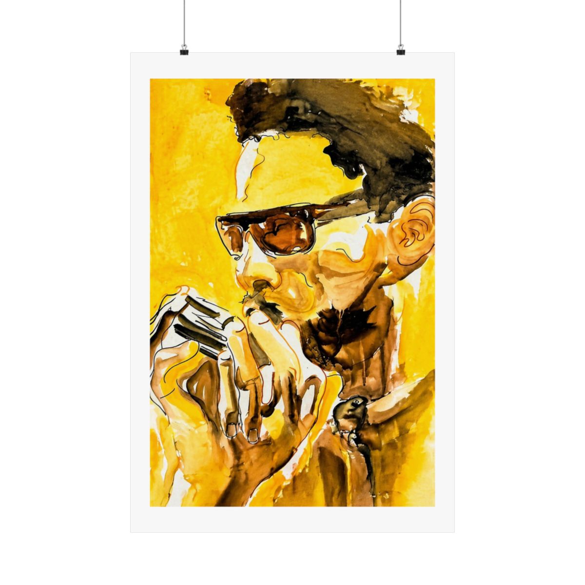 Stevie Wonder Art Print: Watercolor Portrait - alternate angle 2, merchandise