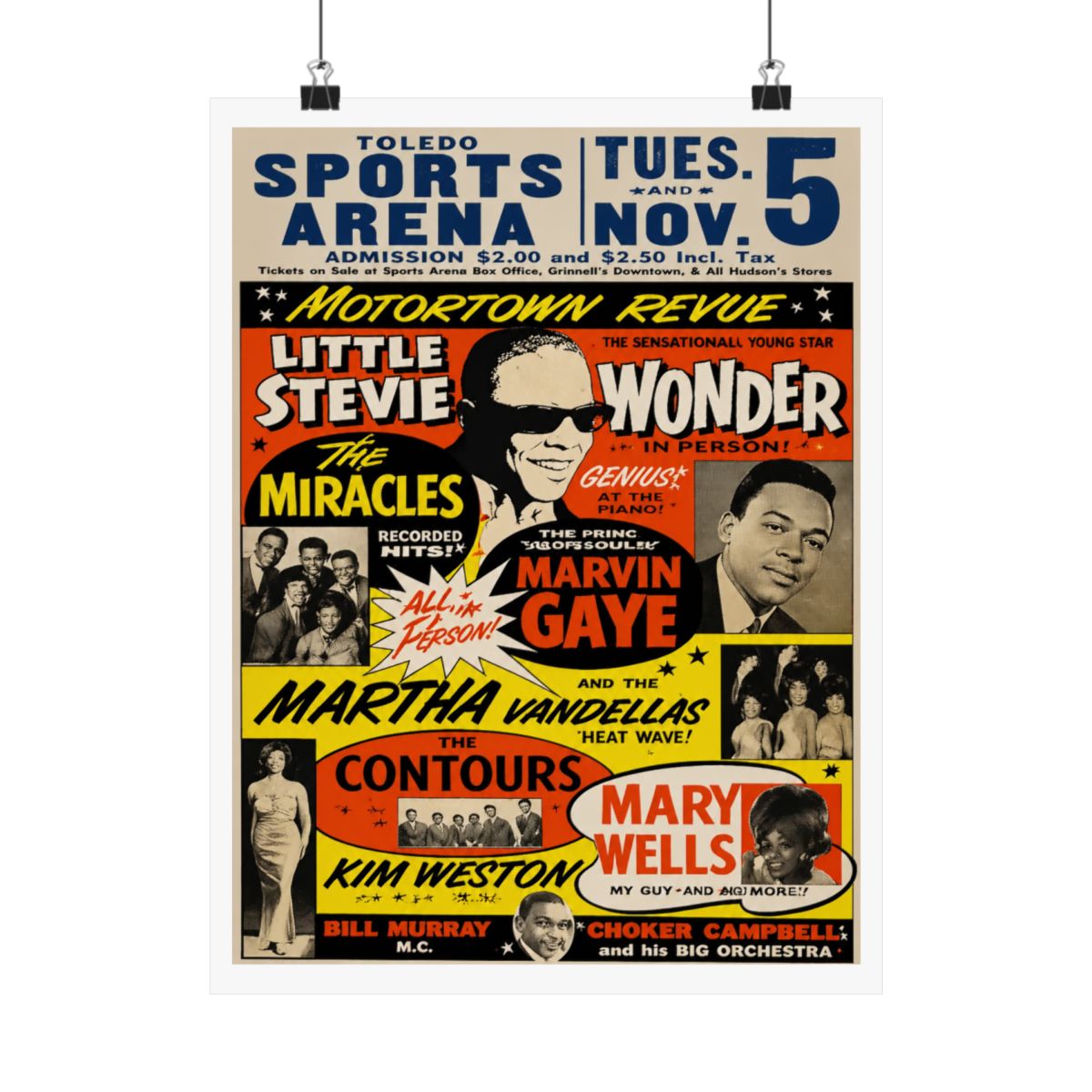Stevie Wonder Vintage Advertising Motortown Revue Poster - alternate angle 2, merchandise