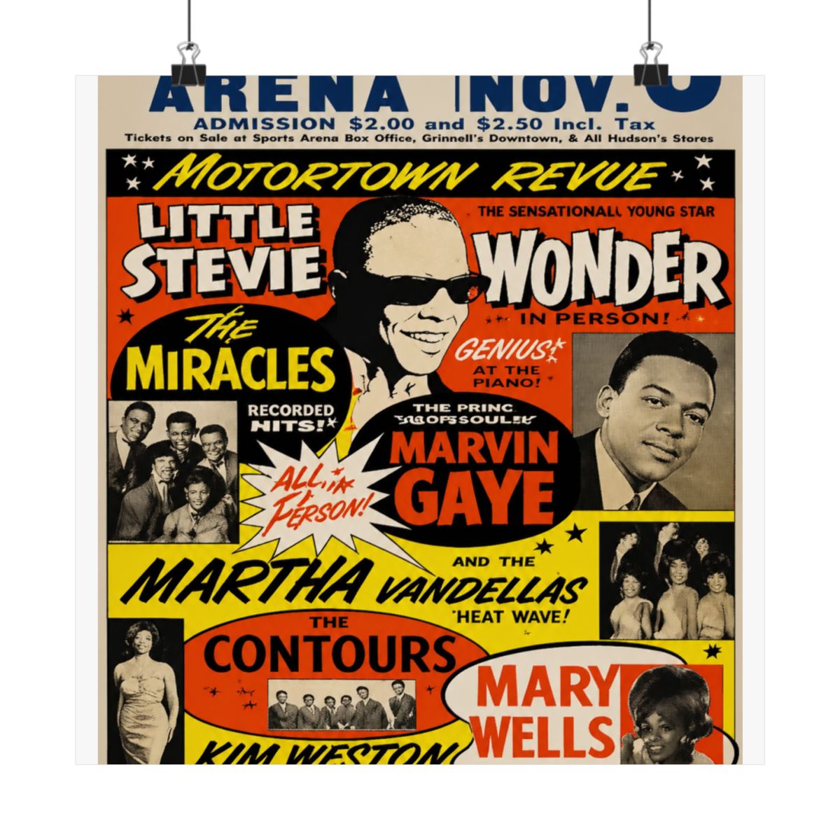Stevie Wonder Vintage Advertising Motortown Revue Poster - alternate angle 1, merchandise