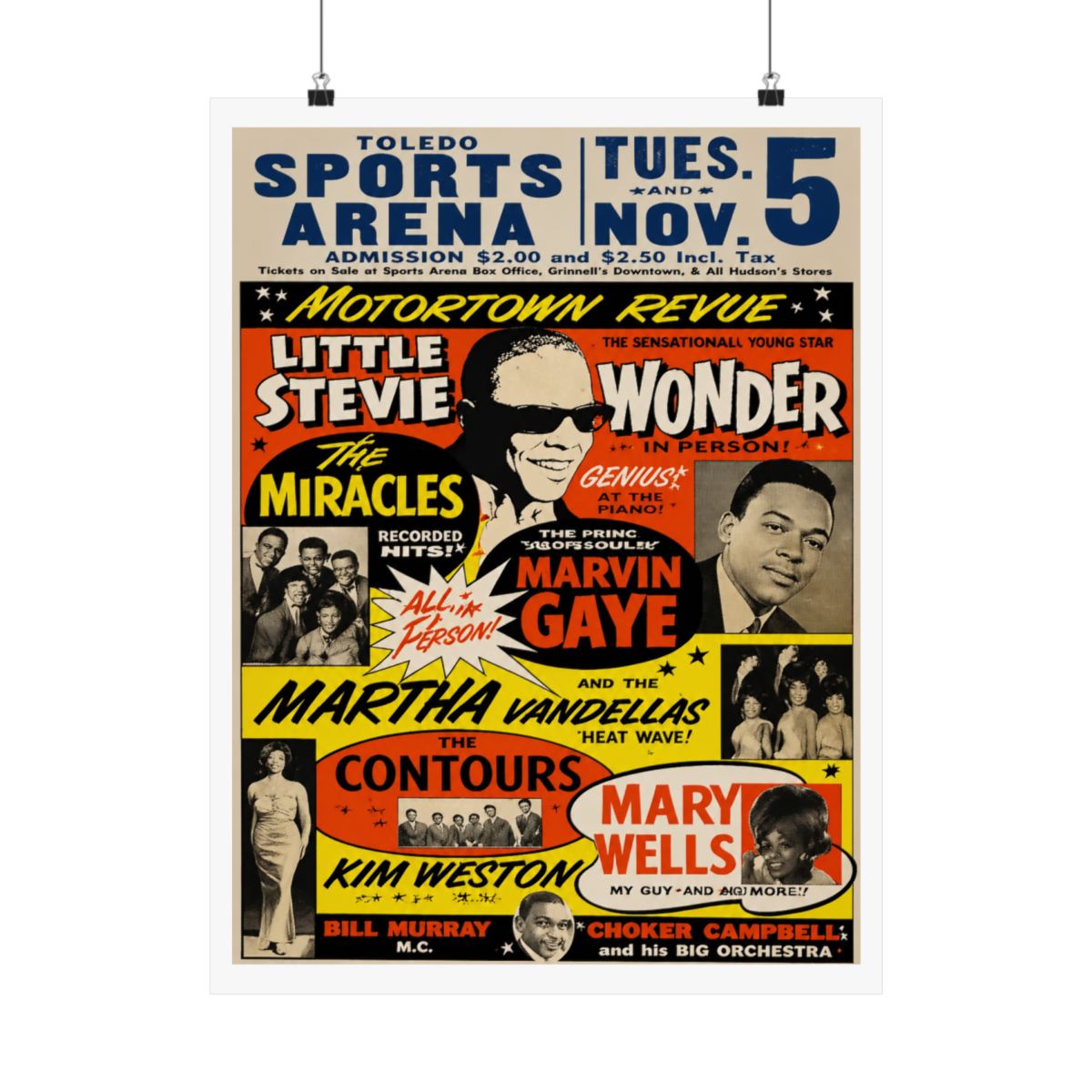 Stevie Wonder Vintage Advertising Motortown Revue Poster - alternate angle 3, merchandise