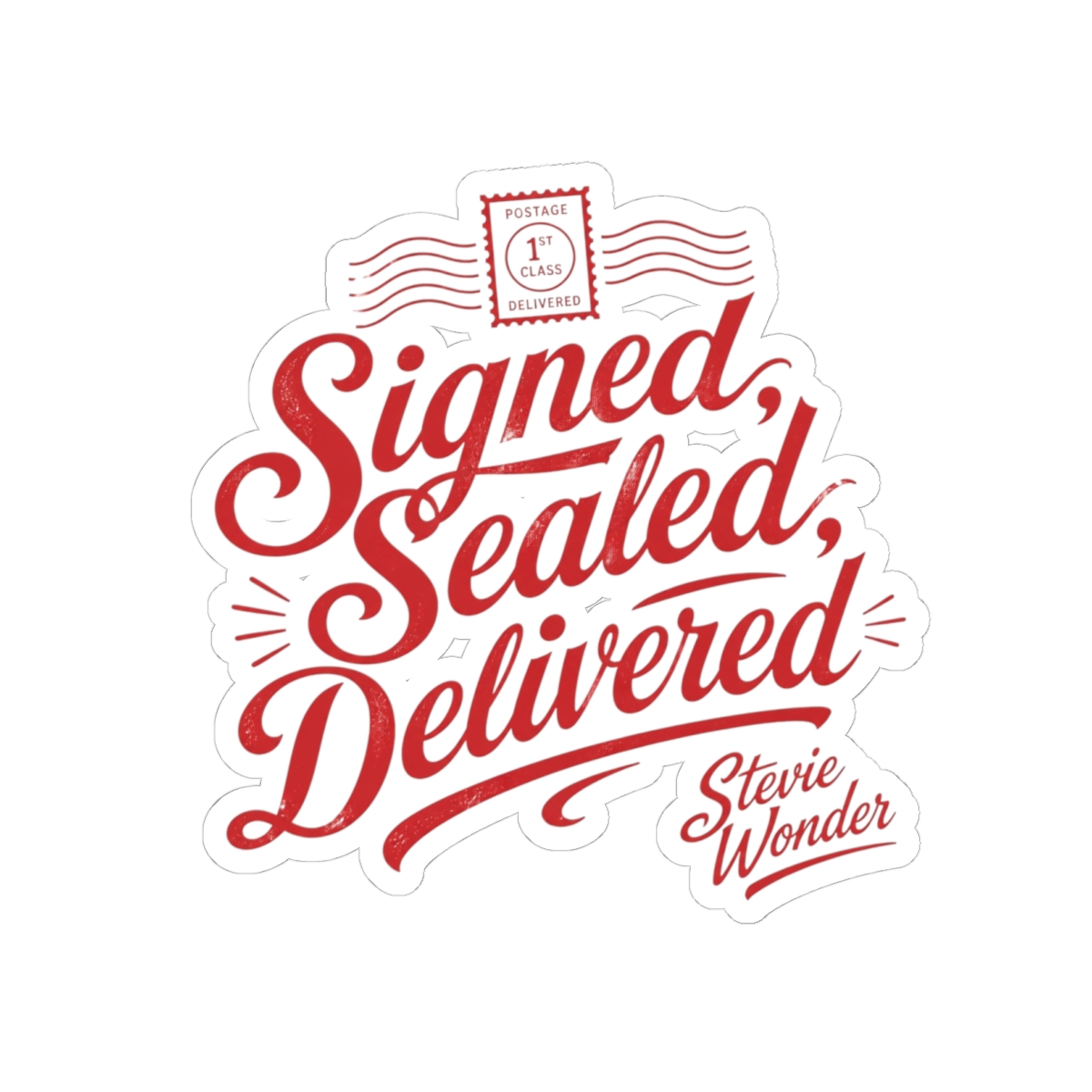 Stevie Wonder "Signed, Sealed, Delivered" Sticker